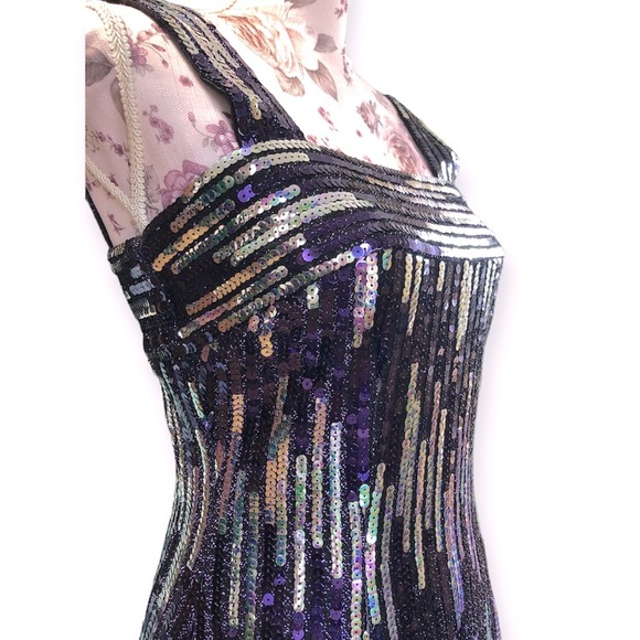 Vintage Alyce Design Purple Sequin Sexy Gown Dress - Picture 4 of 6